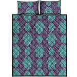 Turquoise Hamsa Pattern Print Quilt Bed Set