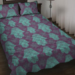 Turquoise Hamsa Pattern Print Quilt Bed Set
