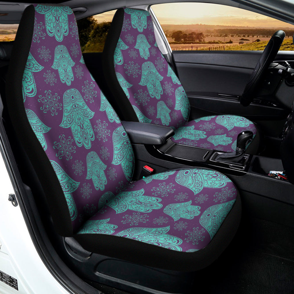 Turquoise Hamsa Pattern Print Universal Fit Car Seat Covers