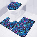Turquoise Hawaii Tropical Pattern Print 3 Piece Bath Mat Set