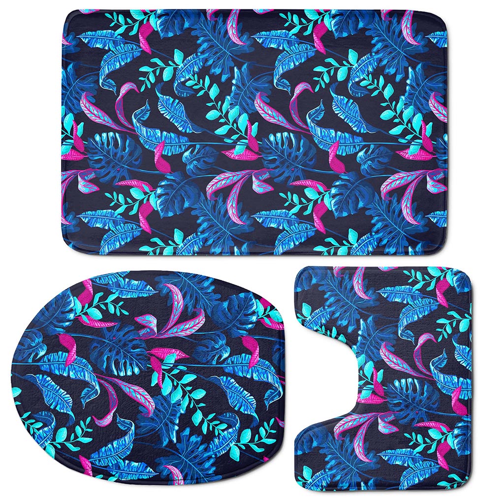 Turquoise Hawaii Tropical Pattern Print 3 Piece Bath Mat Set