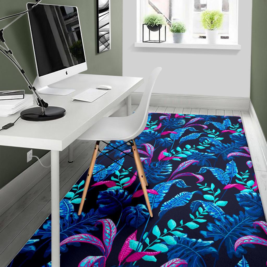 Turquoise Hawaii Tropical Pattern Print Area Rug GearFrost