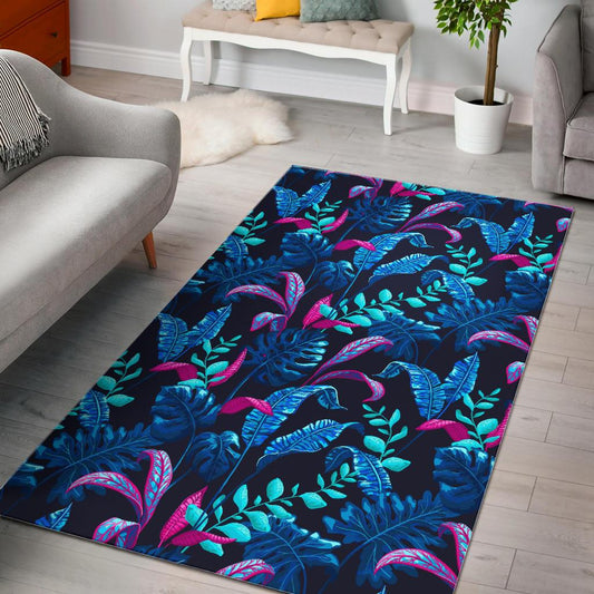 Turquoise Hawaii Tropical Pattern Print Area Rug GearFrost