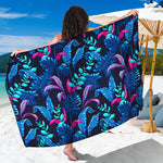 Turquoise Hawaii Tropical Pattern Print Beach Sarong Wrap