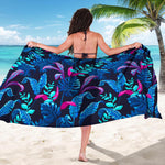Turquoise Hawaii Tropical Pattern Print Beach Sarong Wrap