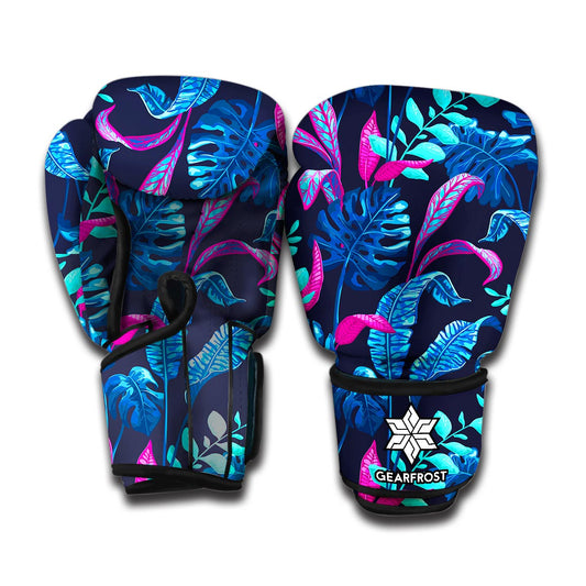 Turquoise Hawaii Tropical Pattern Print Boxing Gloves