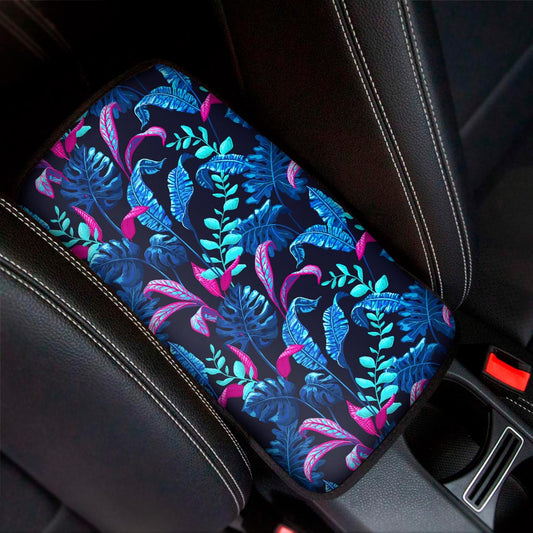 Turquoise Hawaii Tropical Pattern Print Car Center Console Cover