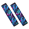 Turquoise Hawaii Tropical Pattern Print Car Seat Belt Covers