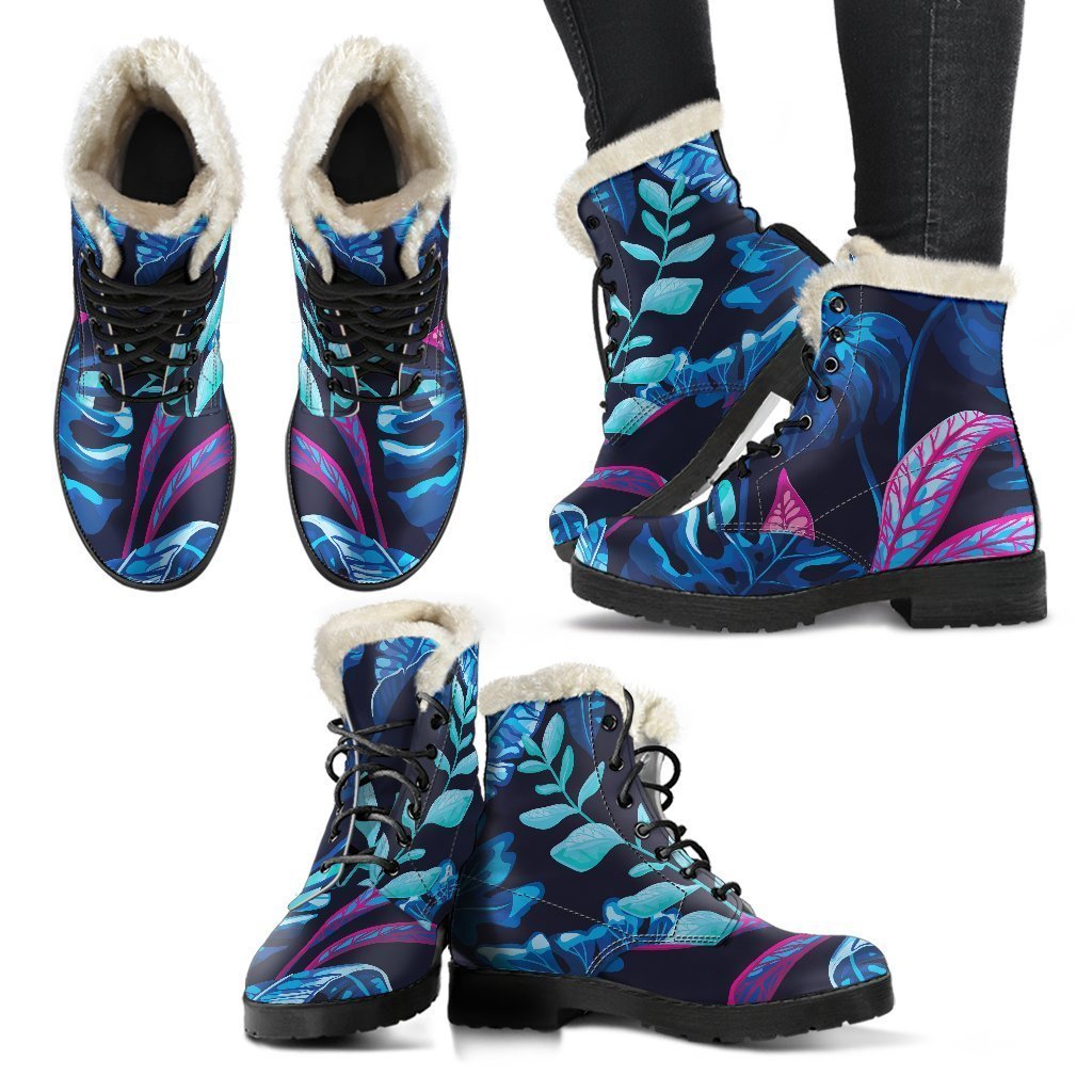 Turquoise Hawaii Tropical Pattern Print Comfy Boots GearFrost
