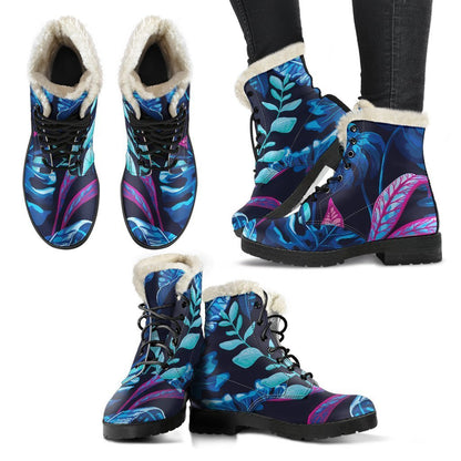 Turquoise Hawaii Tropical Pattern Print Comfy Boots GearFrost