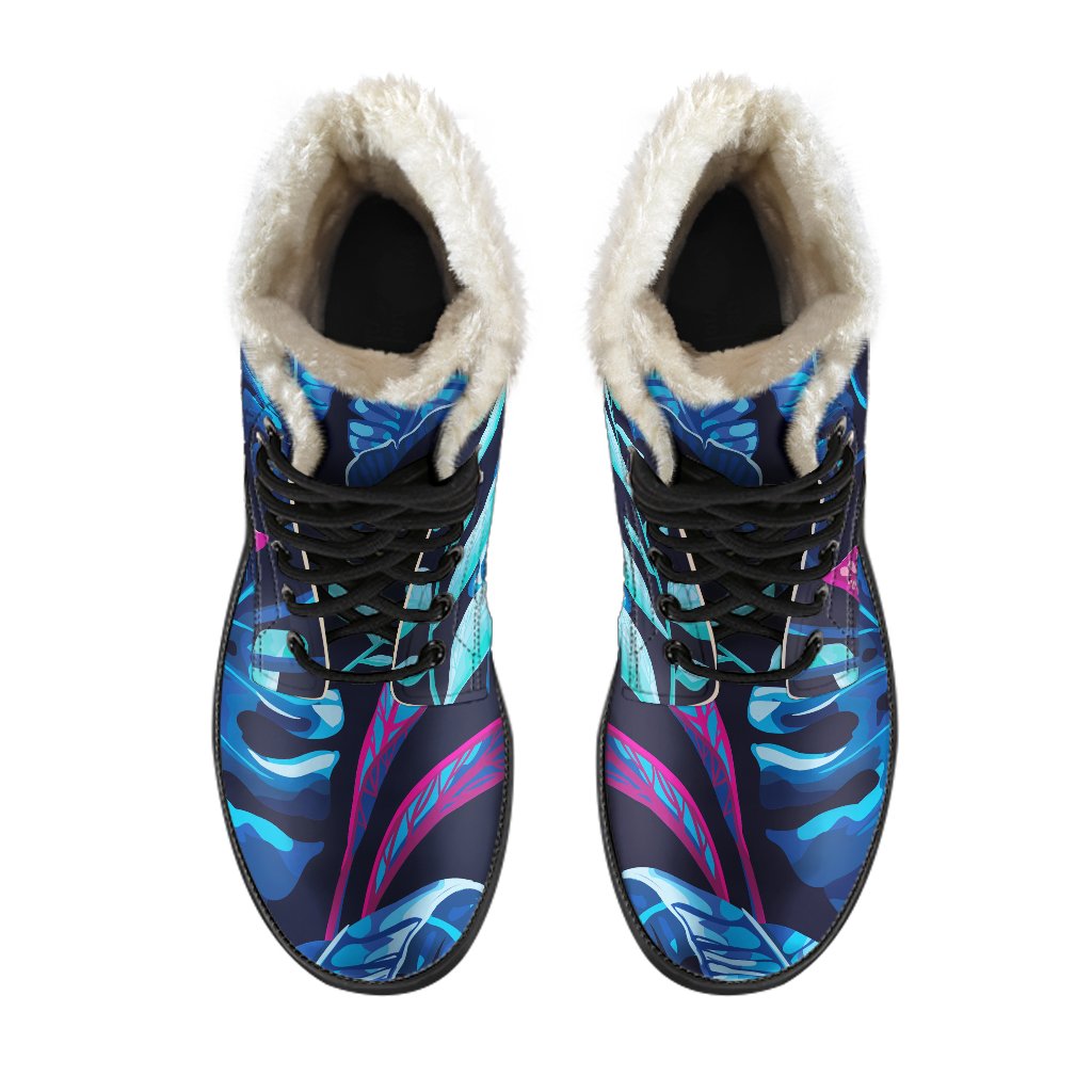 Turquoise Hawaii Tropical Pattern Print Comfy Boots GearFrost