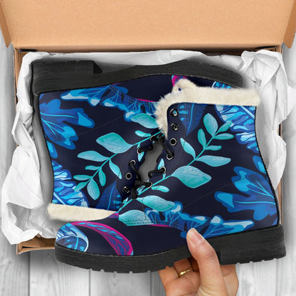 Turquoise Hawaii Tropical Pattern Print Comfy Boots GearFrost