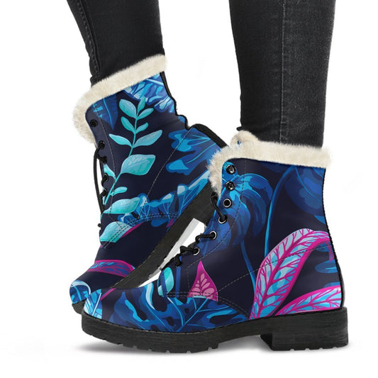 Turquoise Hawaii Tropical Pattern Print Comfy Boots GearFrost