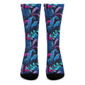Turquoise Hawaii Tropical Pattern Print Crew Socks