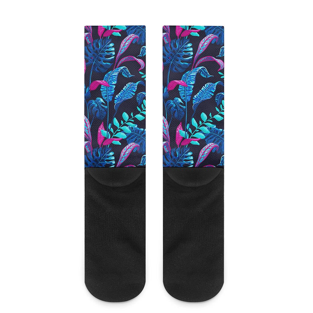 Turquoise Hawaii Tropical Pattern Print Crew Socks