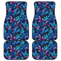 Turquoise Hawaii Tropical Pattern Print Front and Back Car Floor Mats