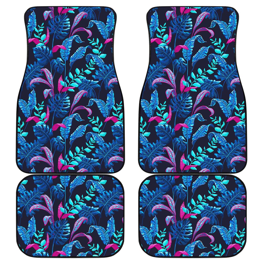Turquoise Hawaii Tropical Pattern Print Front and Back Car Floor Mats