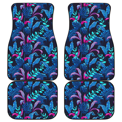 Turquoise Hawaii Tropical Pattern Print Front and Back Car Floor Mats