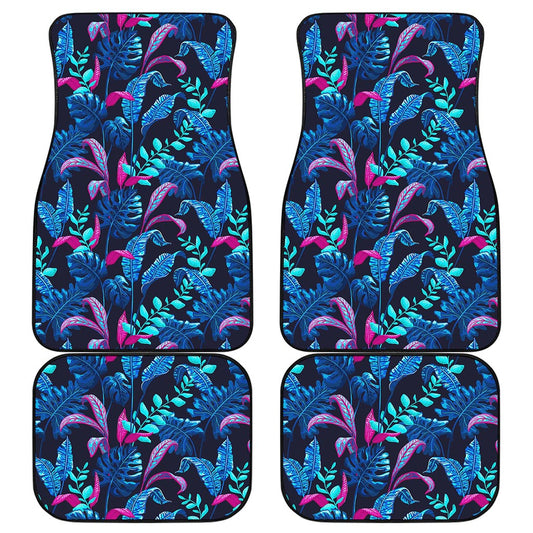 Turquoise Hawaii Tropical Pattern Print Front and Back Car Floor Mats
