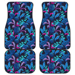 Turquoise Hawaii Tropical Pattern Print Front and Back Car Floor Mats