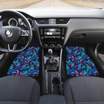 Turquoise Hawaii Tropical Pattern Print Front and Back Car Floor Mats