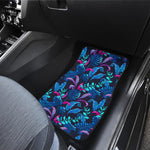 Turquoise Hawaii Tropical Pattern Print Front and Back Car Floor Mats