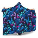 Turquoise Hawaii Tropical Pattern Print Hooded Blanket