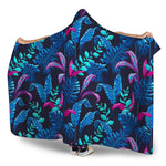 Turquoise Hawaii Tropical Pattern Print Hooded Blanket