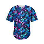 Turquoise Hawaii Tropical Pattern Print Men's Baseball Jersey
