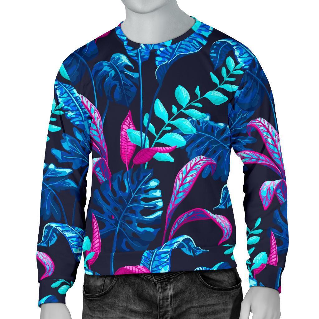 Turquoise Hawaii Tropical Pattern Print Men's Crewneck Sweatshirt GearFrost