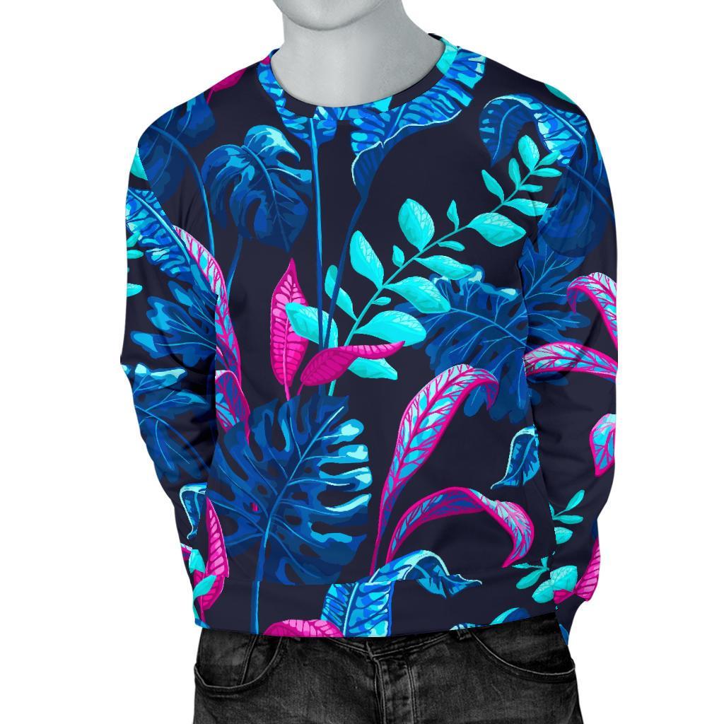 Turquoise Hawaii Tropical Pattern Print Men's Crewneck Sweatshirt GearFrost