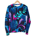 Turquoise Hawaii Tropical Pattern Print Men's Crewneck Sweatshirt