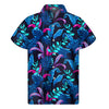 Turquoise Hawaii Tropical Pattern Print Men's Short Sleeve Shirt