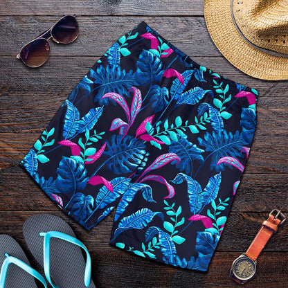 Turquoise Hawaii Tropical Pattern Print Men's Shorts