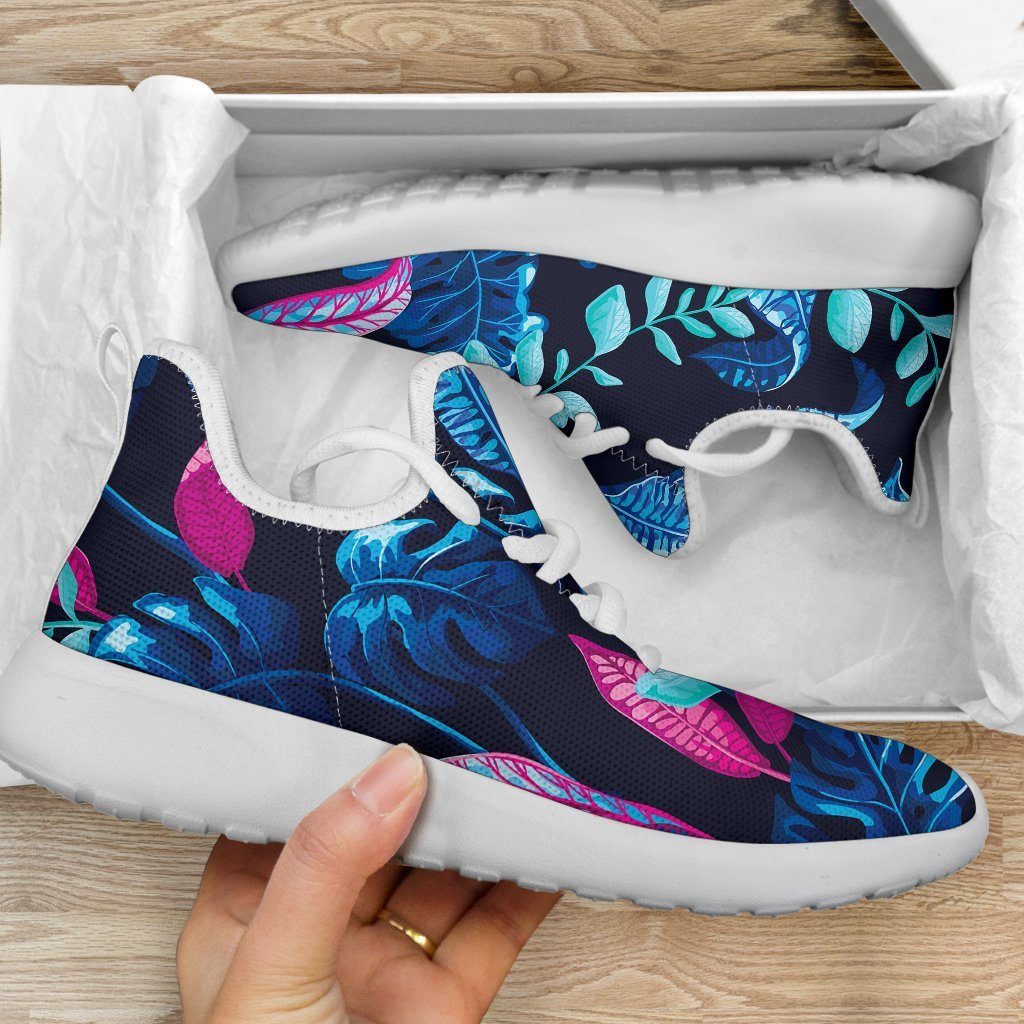 Turquoise Hawaii Tropical Pattern Print Mesh Knit Shoes GearFrost