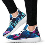 Turquoise Hawaii Tropical Pattern Print Mesh Knit Shoes GearFrost