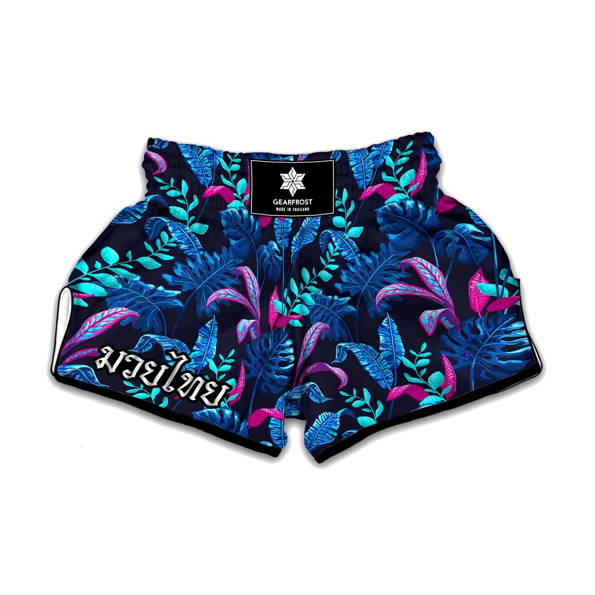 Turquoise Hawaii Tropical Pattern Print Muay Thai Boxing Shorts