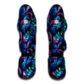 Turquoise Hawaii Tropical Pattern Print Muay Thai Shin Guards
