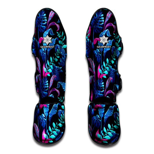Turquoise Hawaii Tropical Pattern Print Muay Thai Shin Guard