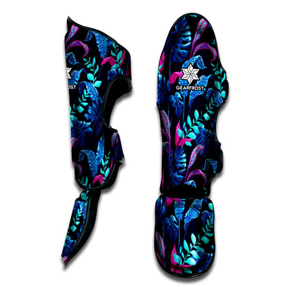 Turquoise Hawaii Tropical Pattern Print Muay Thai Shin Guard