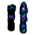 Turquoise Hawaii Tropical Pattern Print Muay Thai Shin Guard