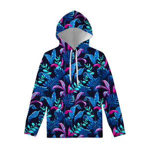 Turquoise Hawaii Tropical Pattern Print Pullover Hoodie