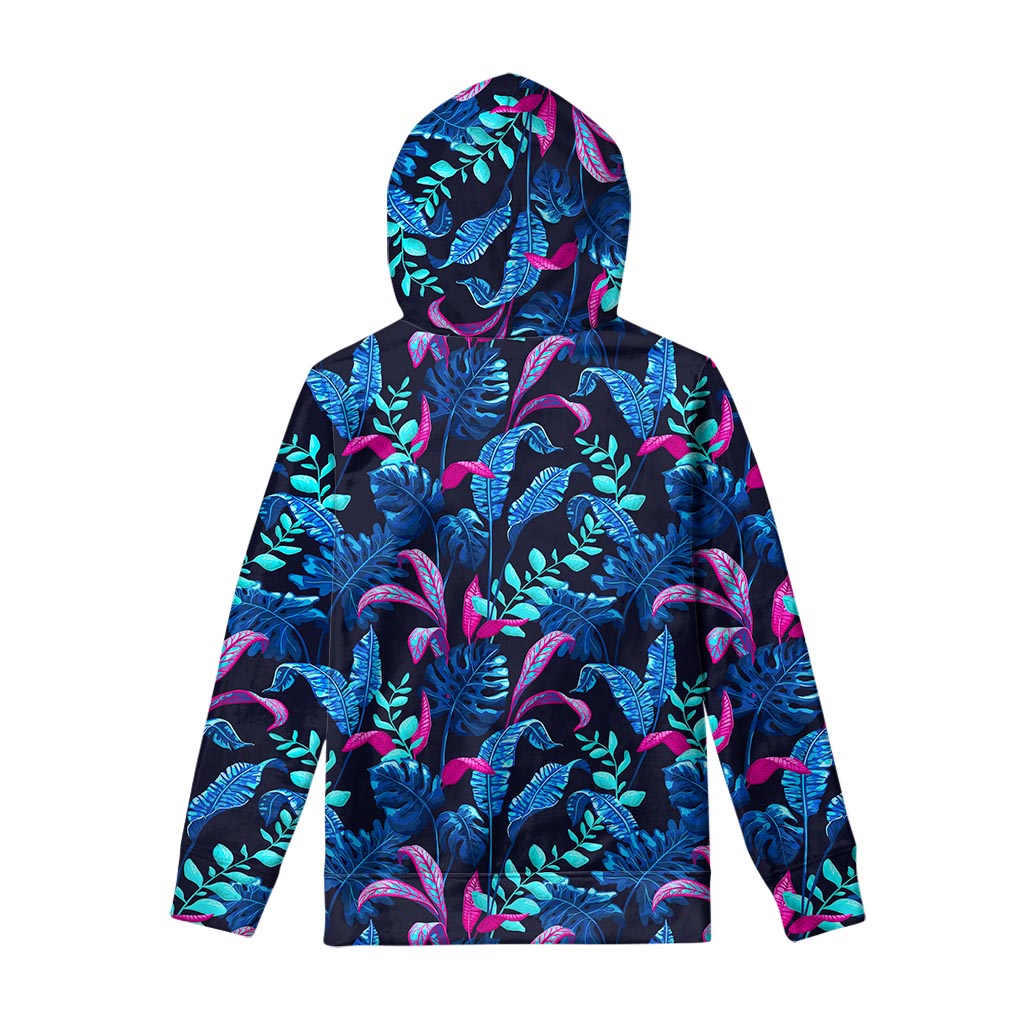 Turquoise Hawaii Tropical Pattern Print Pullover Hoodie