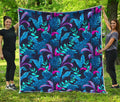Turquoise Hawaii Tropical Pattern Print Quilt