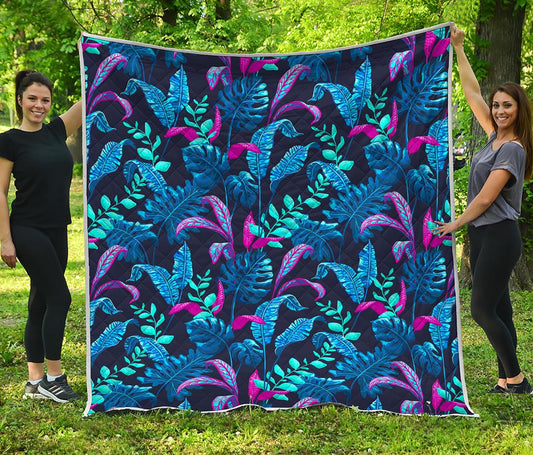 Turquoise Hawaii Tropical Pattern Print Quilt