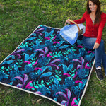 Turquoise Hawaii Tropical Pattern Print Quilt