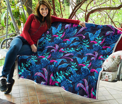 Turquoise Hawaii Tropical Pattern Print Quilt