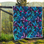 Turquoise Hawaii Tropical Pattern Print Quilt