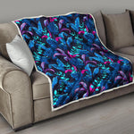 Turquoise Hawaii Tropical Pattern Print Quilt