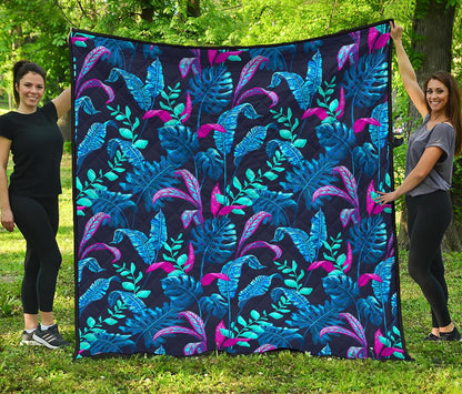 Turquoise Hawaii Tropical Pattern Print Quilt